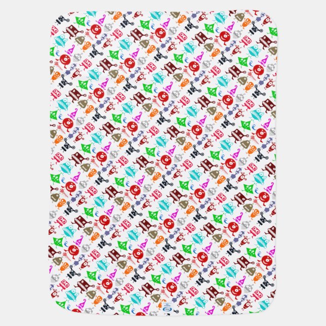 Cute colorful funny monsters patterns swaddle blanket (Back)