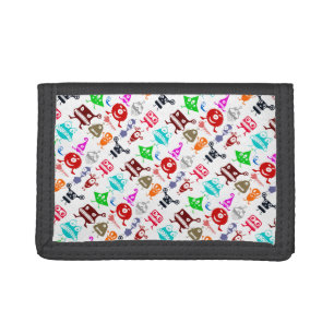 Cute colorful funny monsters patterns tri-fold wallet