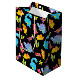 Cute Colorful Funny Unisex Black Baby Dinosaur Medium Gift Bag