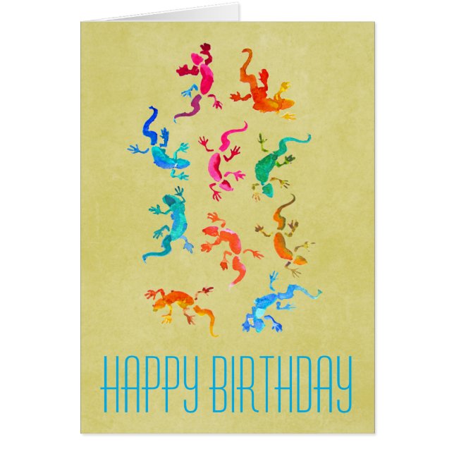 Cute colorful gecko lizard illustration cards (Front)