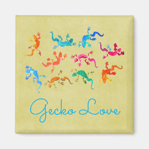 Cute colorful gecko lizard illustration magnet