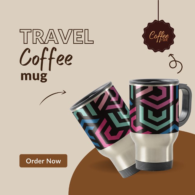 Cute Colorful Geometric Abstract Pattern Travel Mug (Creator Uploaded)