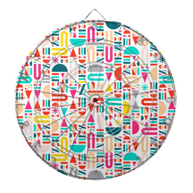 Cute colorful geometric forms patterns dart board (Front)