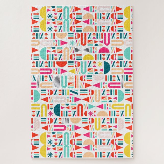 Cute colorful geometric forms patterns jigsaw puzzle (Vertical)