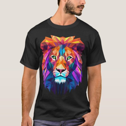 Cute Colorful Geometric Lion T_Shirt