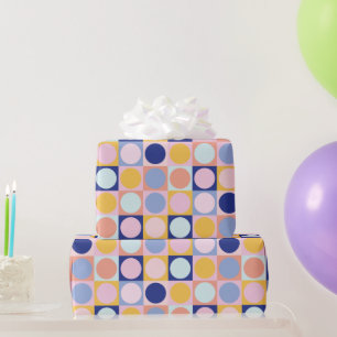 Cute Colorful Geometric Pattern Pink Blue Yellow Wrapping Paper
