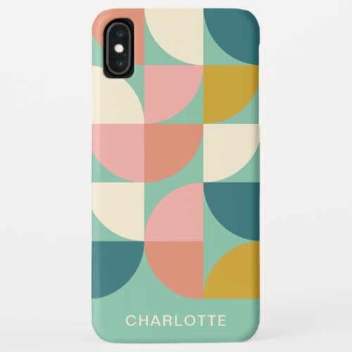 Cute Colorful Geometric Pattern Teal Personalized iPhone XS Max Case