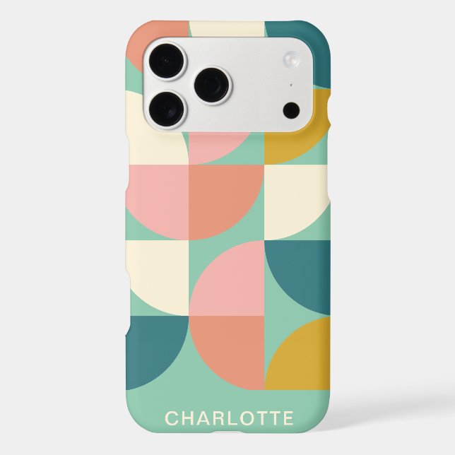 Cute Colorful Geometric Pattern Teal Personalized Iphone Case (Back)