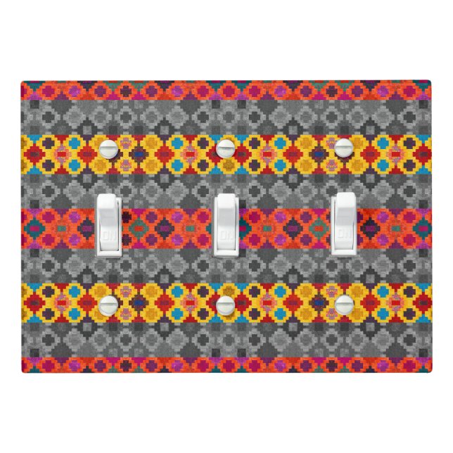 Cute colorful geometric patterns light switch cover (In Situ)