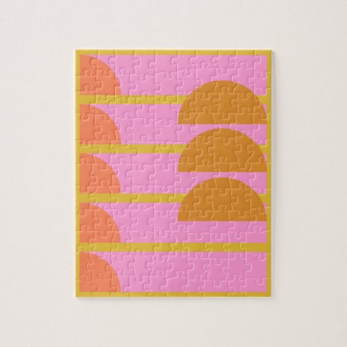 Cute Colorful Geometric Scandinavian Art Pink Jigsaw Puzzle