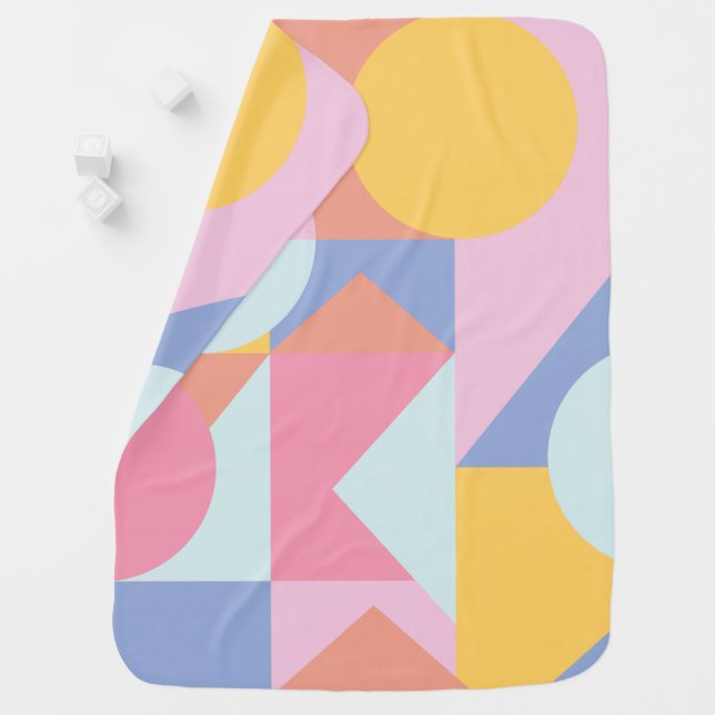 Cute Colorful Geometric Shapes Collage Artwork Baby Blanket (In Situ)