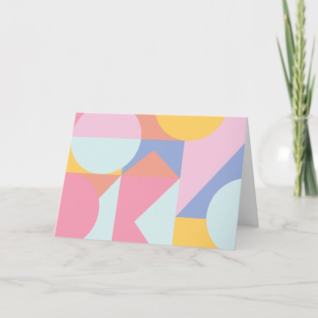 Cute Colorful Geometric Shapes Collage Artwork Card (Front)