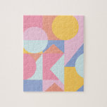 Cute Colorful Geometric Shapes Collage Artwork Jigsaw Puzzle<br><div class="desc">This fun,  fresh graphic design collage features geometric simple shapes in a cute color palette of pastels and soft brights.</div>