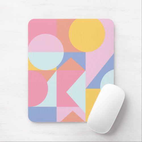Cute Colorful Geometric Shapes Collage Artwork Mouse Pad