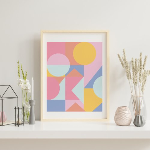 Cute Colorful Geometric Shapes Collage Artwork Poster