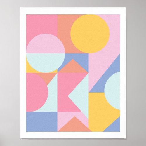 Cute Colorful Geometric Shapes Collage Wall Art