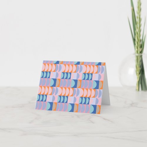 Cute Colorful Geometric Shapes Pattern Blue Note Card
