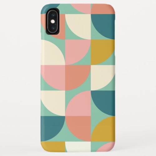 Cute Colorful Geometric Shapes Pattern in Teal iPhone XS Max Case