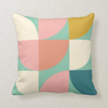 Cute Colorful Geometric Shapes Pattern in Teal Throw Pillow<br><div class="desc">A fun retro mid century modern style geometric shapes pattern in cute color shades of teal,  mustard,  coral,  and pink.</div>