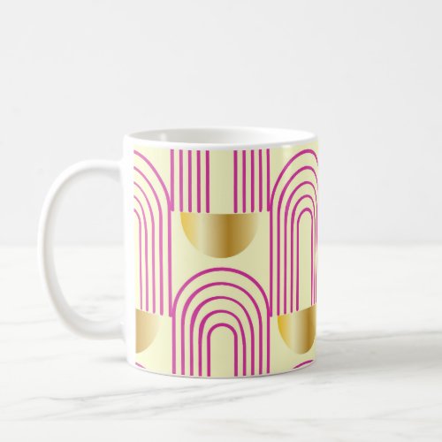 Cute Colorful Geometric Shapes Pink Golden Coffee  Coffee Mug