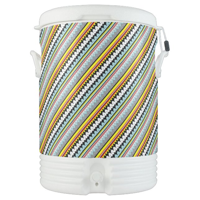 Cute colorful geometric stripes pattern beverage cooler (Front)