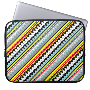 Cute colorful geometric stripes pattern laptop sleeve