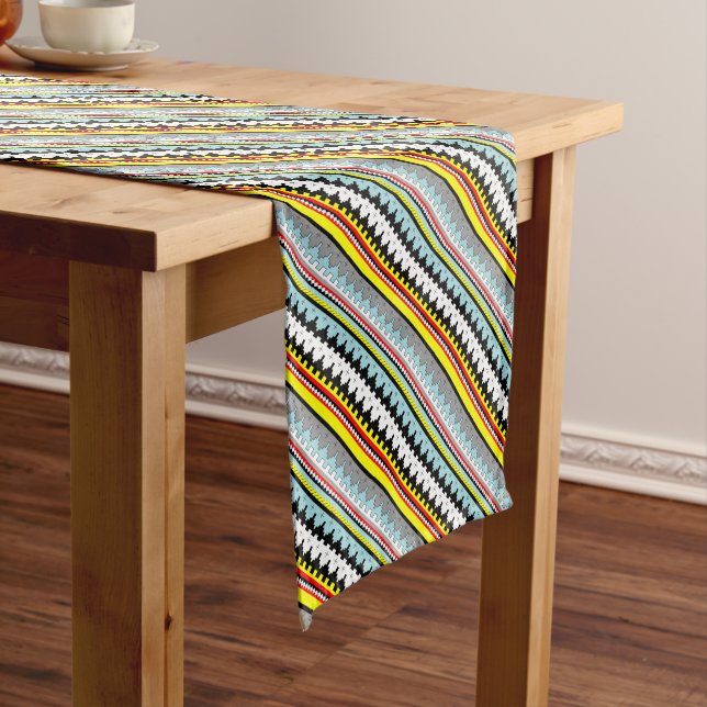 Cute colorful geometric stripes pattern long table runner (In Situ)