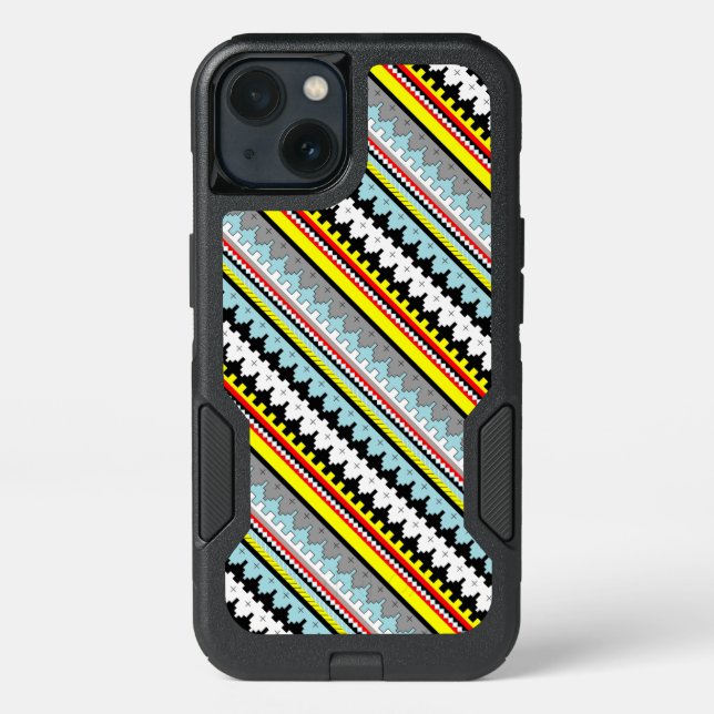 Cute colorful geometric stripes pattern otterbox iPhone case (Back)