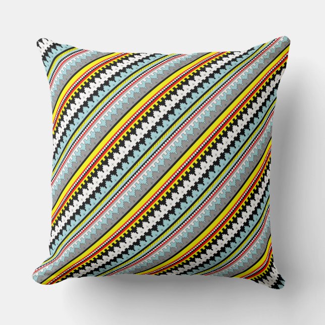 Cute colorful geometric stripes pattern throw pillow (Front)