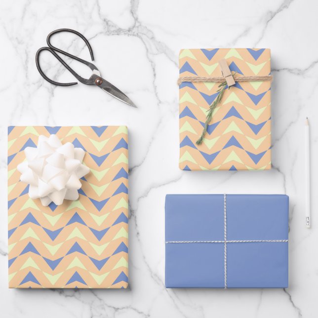 Cute Colorful Geometric Triangles Pattern  Wrapping Paper Sheets (Front)