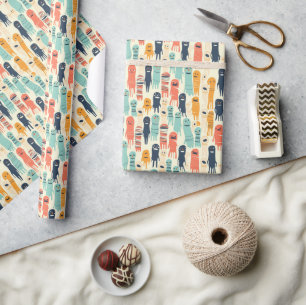 Cute Colorful Ghosts Halloween Wrapping Paper
