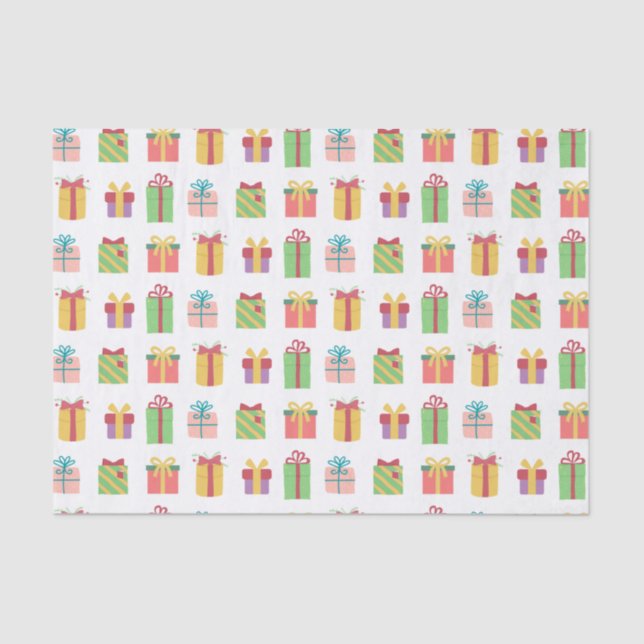 Cute Colorful Gift Boxes Pattern Tissue Paper (Front)