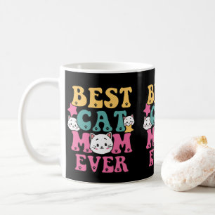 Cute Colorful Gift for Cat Lover Best Cat Mom Ever Coffee Mug