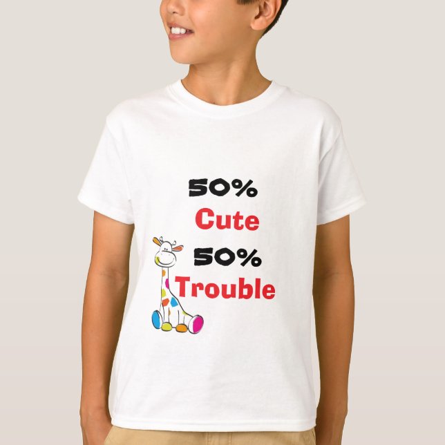 Cute Colorful Giraffe 50% Trouble Art T-Shirt (Front)