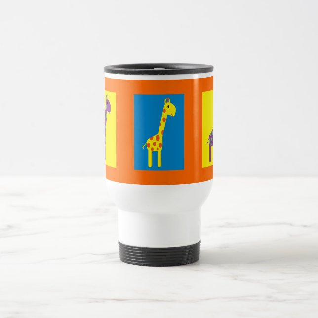 Cute & Colorful Giraffes Customizable Travel Mug (Center)
