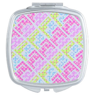 Cute colorful girly geometric graffiti patterns compact mirror