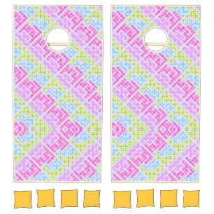 Cute colorful girly geometric graffiti patterns cornhole set