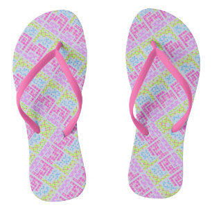 Cute colorful girly geometric graffiti patterns li flip flops