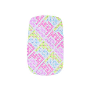 Cute colorful girly geometric graffiti patterns minx nail art