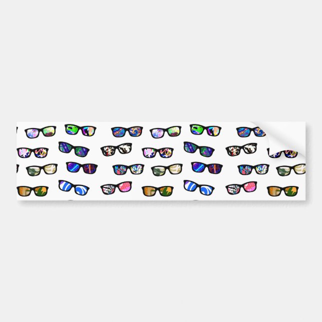 Cute colorful glasses patterns bumper sticker (Front)