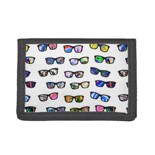 Cute colorful glasses patterns tri-fold wallet