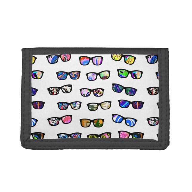 Cute colorful glasses patterns tri-fold wallet (Front)