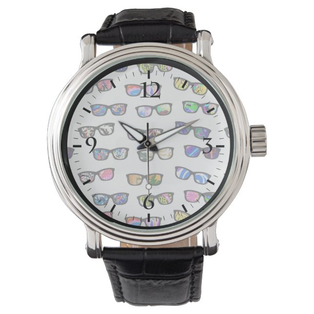 Cute colorful glasses patterns watch (Front)