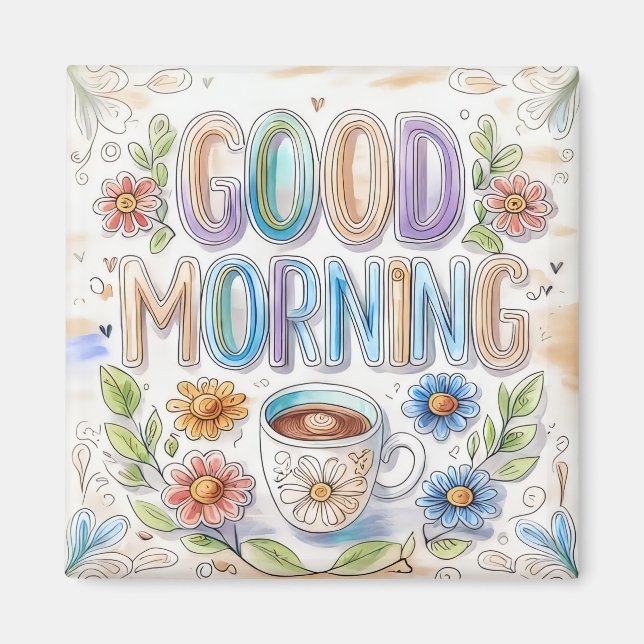 Cute Colorful Good Morning Fridge Magnet (Front)