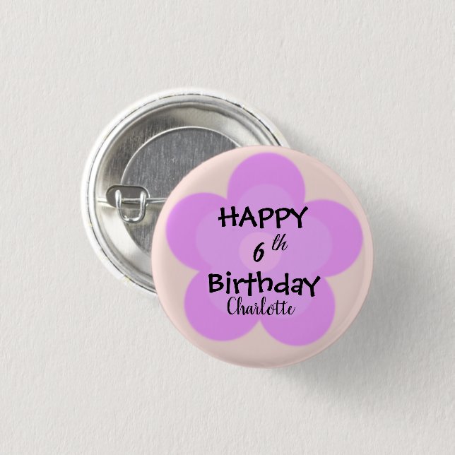 Cute colorful Gradient daisy flower Birthday name Button (Front & Back)