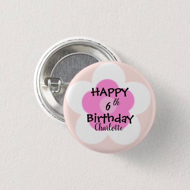Cute colorful Gradient daisy flower Birthday name Button (Front & Back)