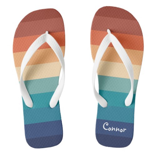 Cute Colorful Gradient Striped Pattern Flip Flops