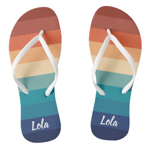 Cute Colorful Gradient Striped Pattern Flip Flops