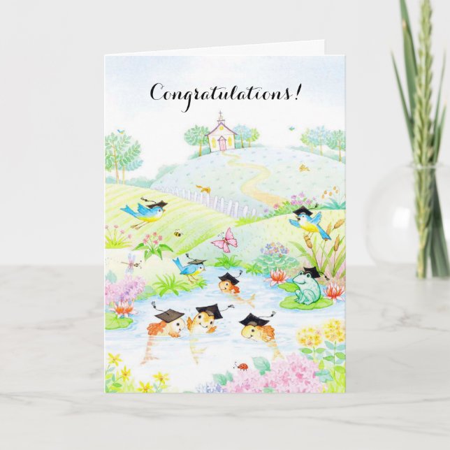Cute colorful graduation animals customizable card (Front)