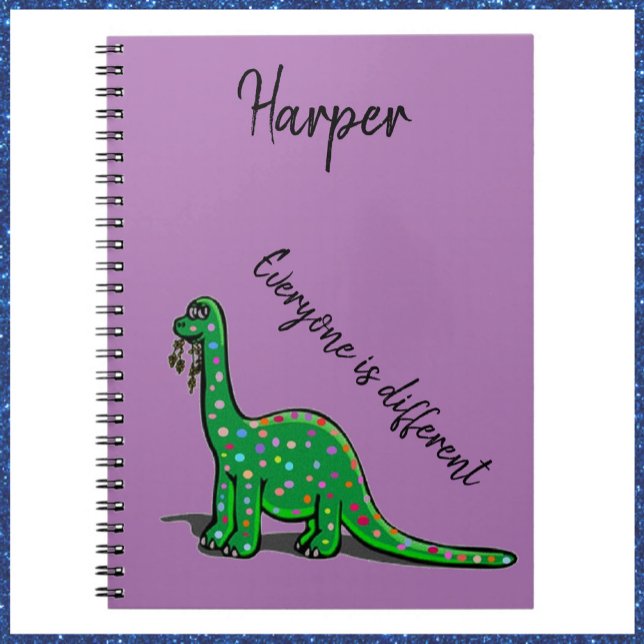Cute Colorful Green Dinosaur Purple Notebook (Creator Uploaded)